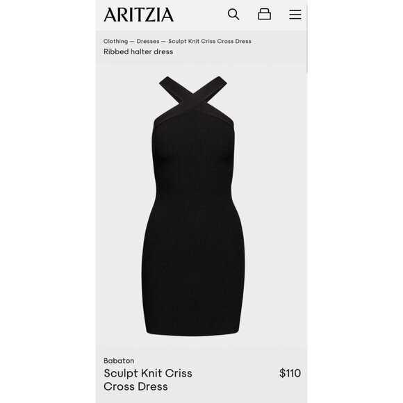 Aritzia Babaton Sculpt Knit Criss Cross‎ Dress Black Bodycon Size M Cocktail - Picture 13 of 14